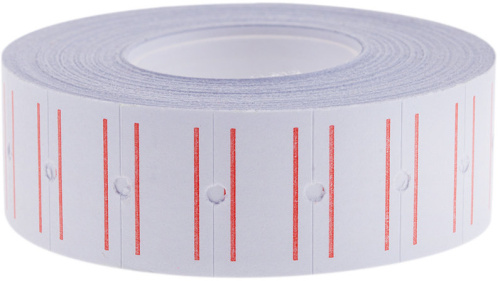 Этикет-лента OfficeSpace, 21*12мм, белая с красной полосой, 1000 этикеток