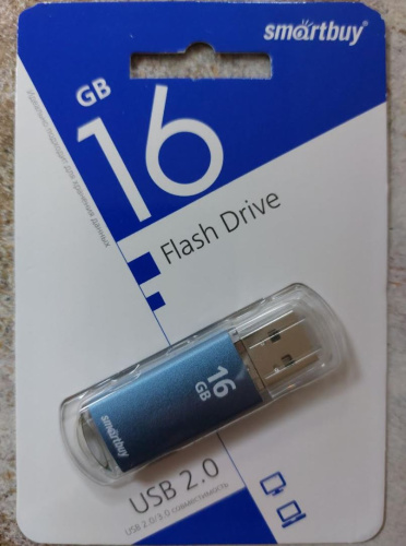 USB 2.0 накопитель  SMARTBUY 016GB V -CUT BLUE/BLACK интернет-магазин канцелярских товаров БелБланк USB 2.0 накопитель  SMARTBUY 016GB V -CUT BLUE/BLACK