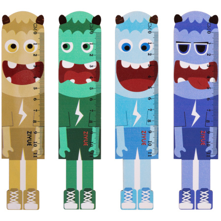 Линейка деревянная MESHU "Monsters", 11см, ассорти, европодвес