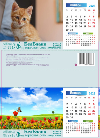 Календарь-домик с маленькими перекидными листочками на 2023 год (В ассортименте 4 вида)