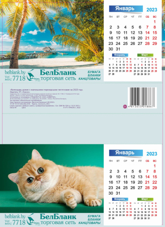 Календарь-домик с маленькими перекидными листочками на 2023 год (В ассортименте 4 вида)