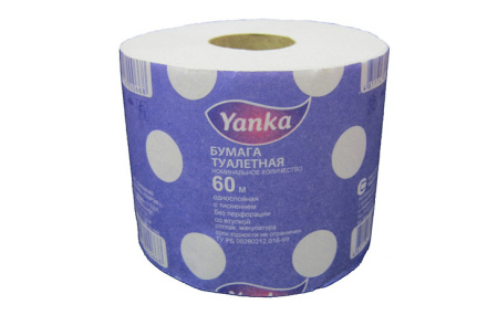 Бумага туалетная 60 м  (в рулончиках)