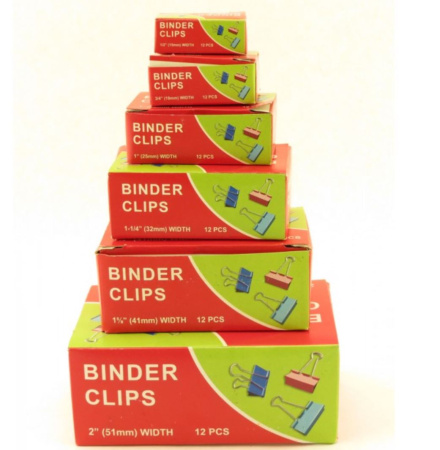 Зажимы для бумаг, цветные, 32 мм,  Binder clips