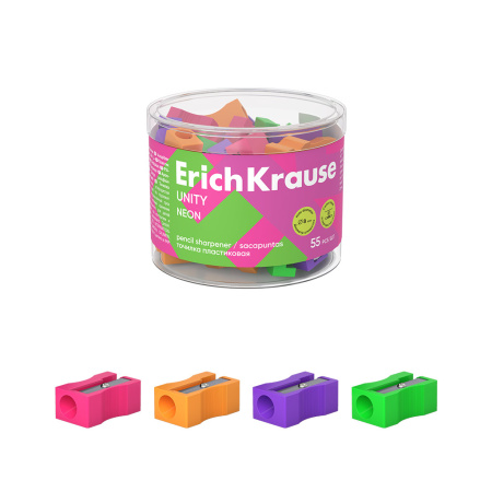 Точилка пластиковая ErichKrause Unity, Neon, ассорти